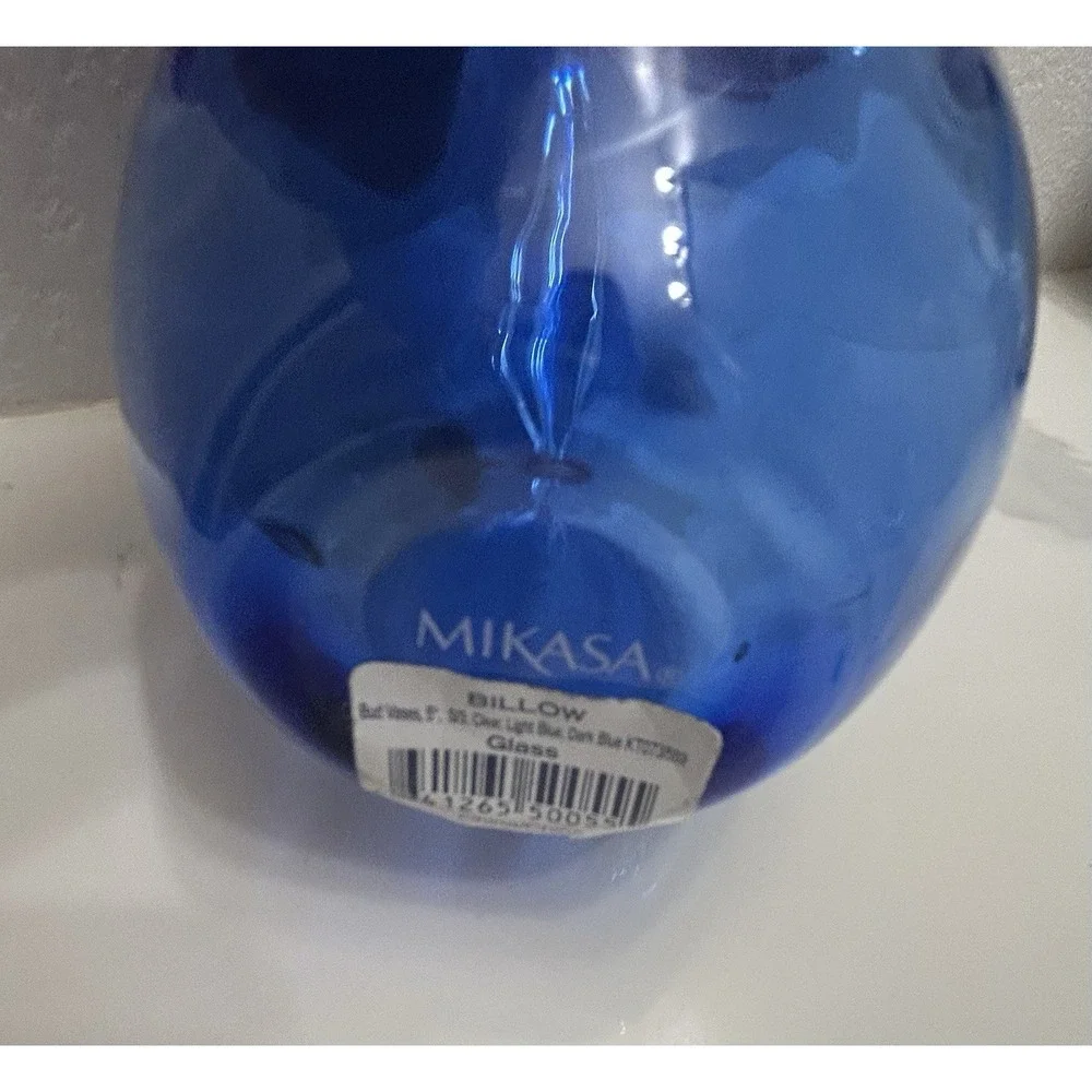 Mikasa Hand Blown Cobalt Blue Billow Glass Fluted Bud Vase 5 In Discontinued